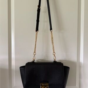 KORS Michael Kors Black Shoulder Bag with Gold Chain